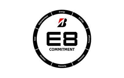 Logo oficial del Compromiso E8 de Bridgestone Corporation para los próximos años