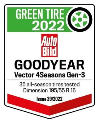 Imagen close up de Distinción "Neumático Verde" a Goodyear Vector 4Season